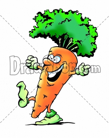 cartoon carrot with face. Carrot with face and arms and